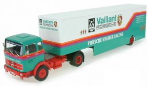 IXOTTR014 - MERCEDES BENZ LPS 1632 4x2 en bestelwagen aanhanger Vaillant Porsche Kremer Racing Transport