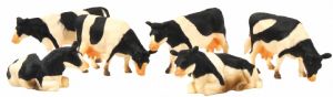 KID570009 - Kavel van 4 staande en 2 liggende Holstein koeien