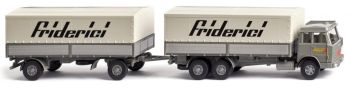 WIK047502 - Vrachtwagen platform met aanhangwagen HANOMAG 6X4 Henschel Friderici 2-assige aanhangwagen