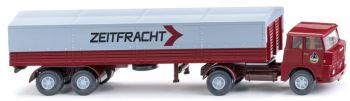 WIK051407 - Vrachtwagen 4X2 dieplader Henschel Zeitfracht 2-assige aanhangwagen