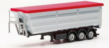 HER077057-002 - Grijze 3-assige zeildoekaanhangwagen met zwart chassis