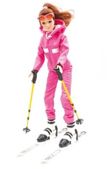 JC10018 - 28cm Roze Winterpop met Ski