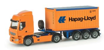 HER153652 - RENAULT premium 4x2 met 20ft 3-assige HAPAG LLOYD container trailer