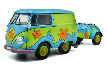 SOL1810904 - VOLKSWAGEN Combi met aanhanger - Flower Power 2024 blauw en groen