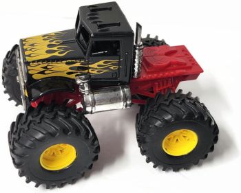 NEW19936G - Zwarte monstertruck met vlammen - Vrachtwagen