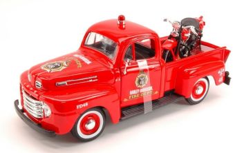 MST32191 - FORD F-1 Pick-up met motor HARLEY DAVIDSON 1936 Brandweerman