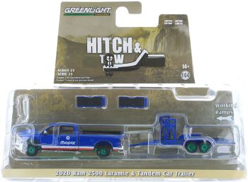 GREEN32250-D_VERT - DODGE RAM 2500 Laramie 2020 met groene velgen en MOPAR autodrager aanhanger uit het HITCH & TOW assortiment, blisterverpakking