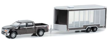 GREEN32280-D - FORD F-150 Lariat 4X4 2020 grijs met geglazuurde aanhanger uit de HITCH & TOW serie in blisterverpakking