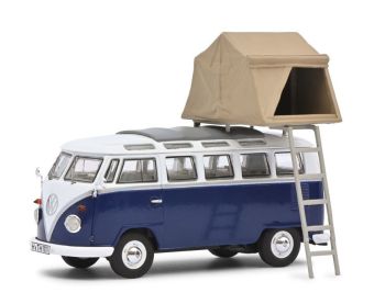 SCH3778 - VOLKSWAGEN T1b Samba met tent Blauw en wit