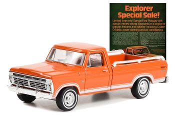 GREEN39110-B - FORD F-100 explorer 1973 oranje uit de serie VINTAGE AD CARS in blisterverpakking