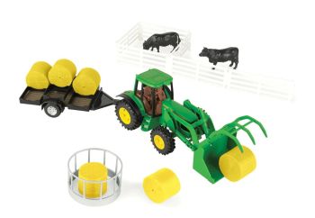 ERT47519 - JOHN DEERE met dieplader en hooibaal