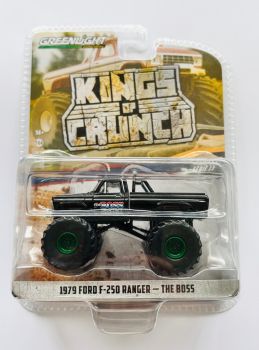 GREEN49130-BVERT - FORD F-250 Ranger 1979 Monster truck met groene velgen THE BOSS uit de KINGS OF CRUNCH serie in blisterverpakking