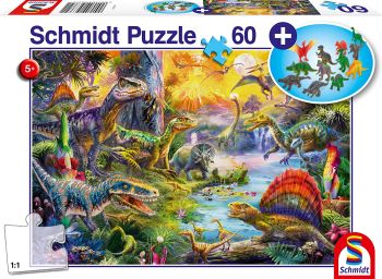 SCM56372 - 60 Stuks Dinosaurus puzzel met figuren