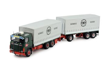 TEK82133 - SCANIA 141 6x2 bakwagen met 3-assige aanhangwagen SENN AG