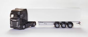 EMEK86003 - SCANIA S 4x2 zwart met 3-assige trailer