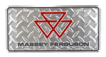 96124 - MASSEY FERGUSON Metalen plaat zilver - 30 x 15 cm