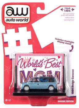 AMMAWAC017-A - DODGE Caravan 1984 blauw WORLD'S BEST MOM in blisterverpakking