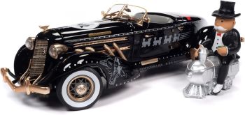 AWSS140 - AUBURN 831 Speedster 1935 Zwart en goud MONOPOLY met figuur