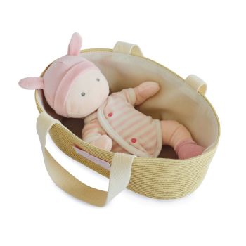 DC3624 - BABY MET MAND - Wit en roze