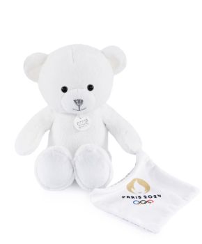 JO2448 - Teddybeer met witte knuffel - Parijs 2024 - 25cm