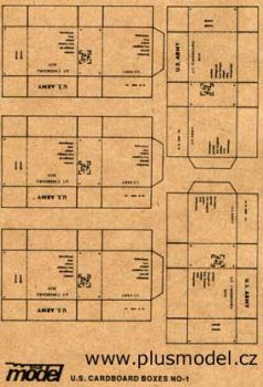 PLS009 - 5 miniatuur dozen van het Amerikaanse leger om in elkaar te zetten voor diorama afmetingen van een doos 2 x 2 x 1cm