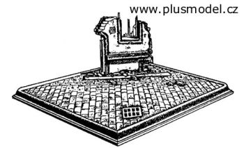 PLS034 - Miniatuur huisruïne om in elkaar te zetten en te schilderen afmetingen lengte 8 cm hoogte 9 cm vloer 25 x 18 cm