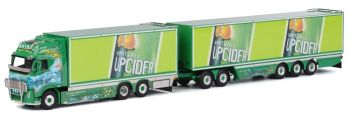 WSI01-1023 - VOLVO FH02 Globetrotter XL starre bakwagen 6x2 combitrailer en dolly RISTIMAA CIDER SHARK